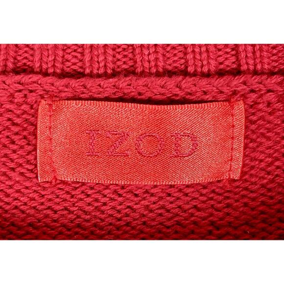 Vintage IZOD Cotton Sweater Men's Large Solid Red Diamond Pattern Christmas - Picture 7 of 11